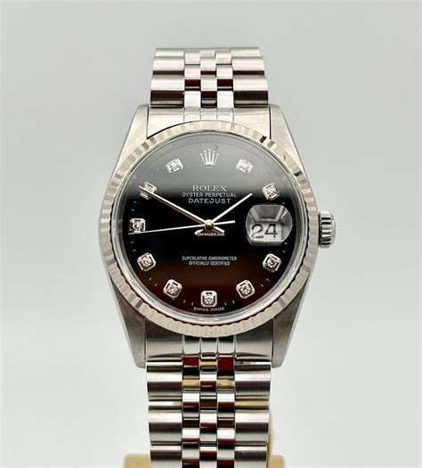 Rolex Datejust 36mm Nero con Brillanti Balc Diamonds Dial für 